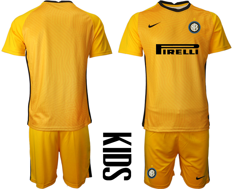 2021 Internazionale yellow goalkeeper youth soccer jerseys